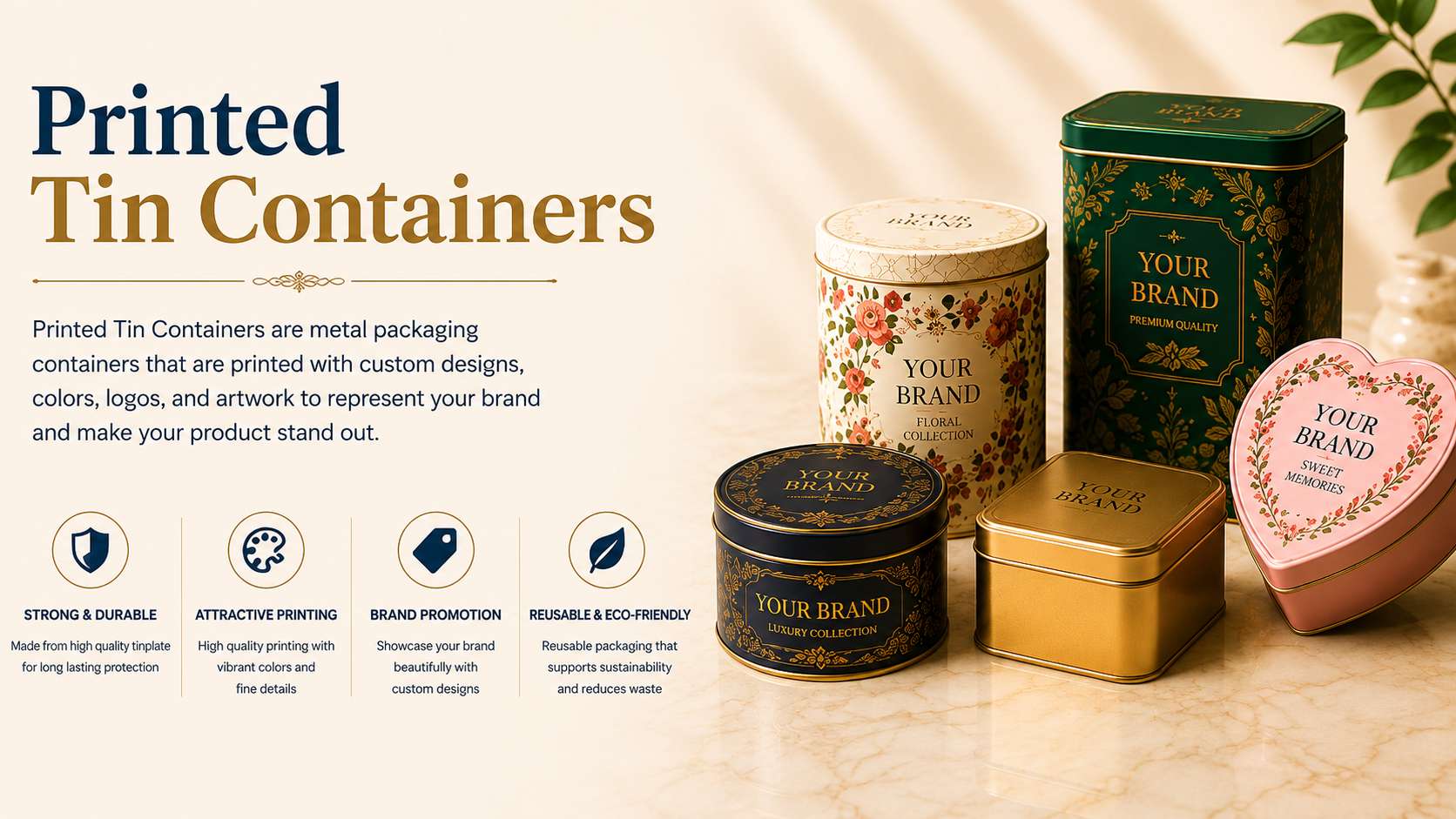 Printed tin containers